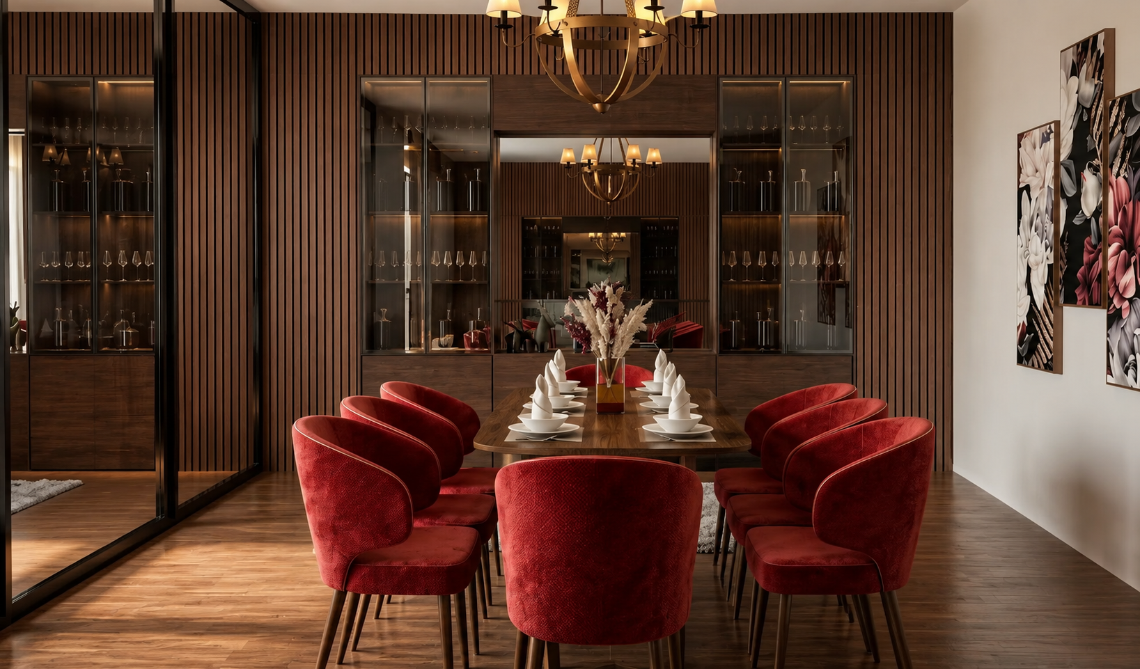 Luxurious modern dining room designed by ZAZZ Interiors